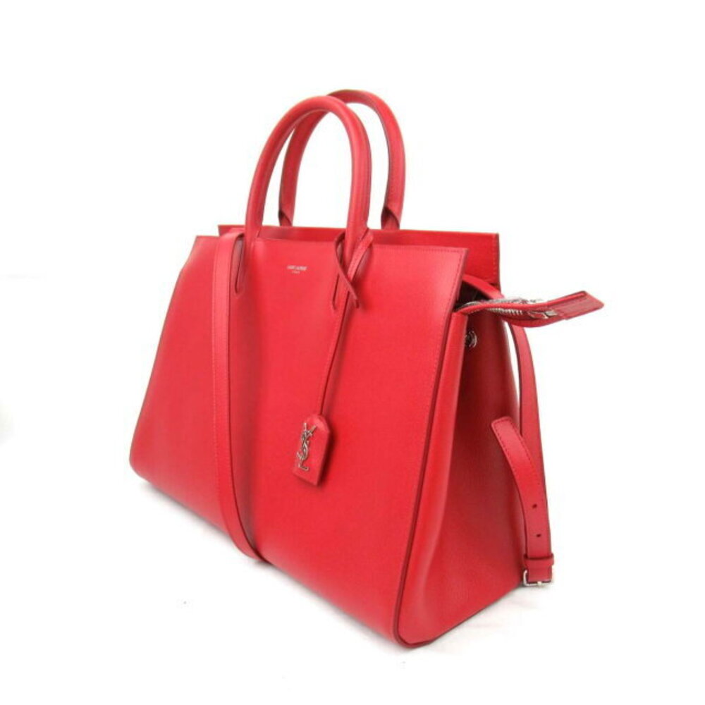 Saint Laurent red leather tote bag - Picture 3 of 10
